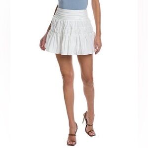 NEW Ramy Brook Kimmy White Smocked Pleated Skirt Size Small S MSRP $265